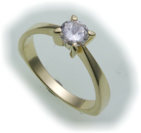 Damen Ring Brillant 0,50 carat w/si echt Gold 750 18kt 0,5 ct Solitär Gelbgold