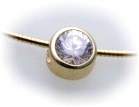 Damen Collier echt Gelbgold 585 Anhänger Zirkonia Einsteiner Gold Halskette 14kt