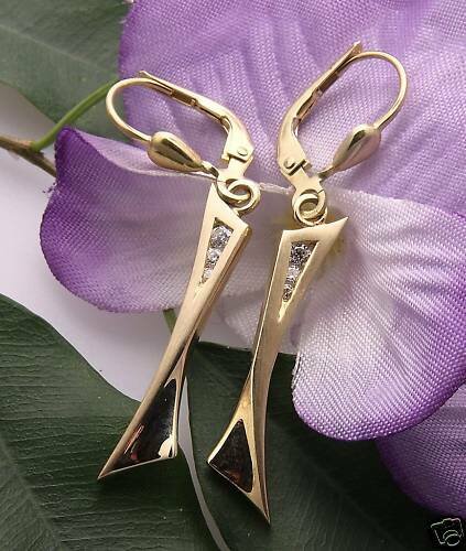 Damen Ohrringe Ohrhänger echt Gold 333 Zirkonia Qualität Gelbgold Hänger matt