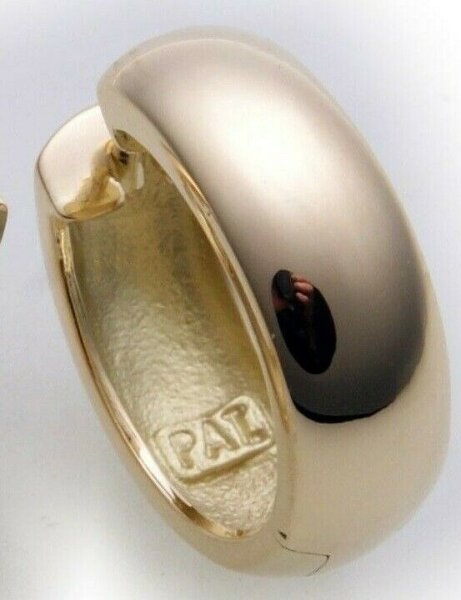 Herren Single Ohrring Klapp Creolen Gold 585 gewölbt 16 mm Gelbgold 14 karat Top