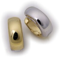 Ohrringe Klapp-Creolen halbrund echt Silber 925 Bicolor 16 mm Sterlingsilber gelb weiß