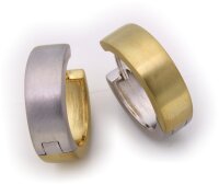 Ohrringe Klapp-Creolen eckig echt Silber 925 Bicolor 17 mm Sterlingsilber gelb weiß mattiert