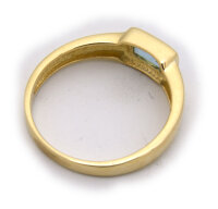 Damen Ring echt Gold 585 Topas 14 karat Gelbgold Blautopas 7 x 5  mm Rechteck