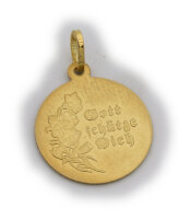 Anhänger Schutzengel Gott schütze Dich teilmatt. 333 Gold 8 karat Gelbgold Engel
