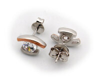 Damen Ohrringe Bicolor rot verg. Zirkonia echt Silber 925 Sterlingsilber Stecker