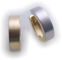 Herren Single Ohrring Klapp Creolen Bicolor echt Gold 585...