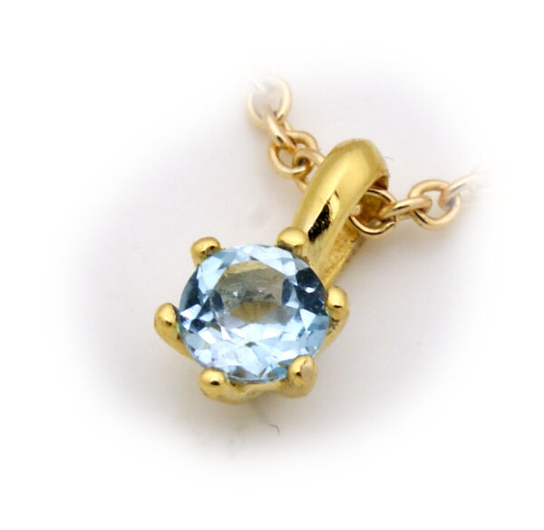 Damen Anhänger Topas echt Gold 585 14  karat Halsschmuck Gelbgold Blautopas Krappen