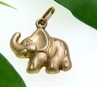 Anhänger Elefant plastisch 3D mattiert 333 Gold Gelbgold Unisex 8 karat Geschenk Neu