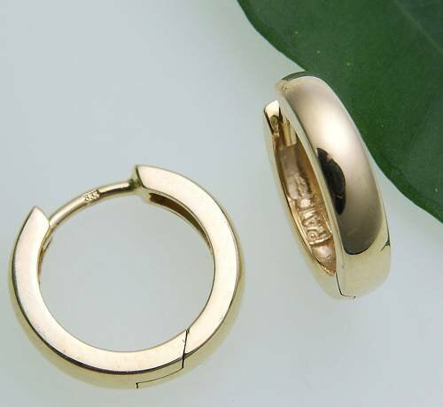 Damen Ohrringe Klapp Creolen echt Gold 333 schwer 14 mm außen Gelbgold 8 karat