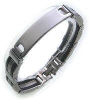 Herren Armband inkl. Gravur Edelstahl mit Kautschuk...