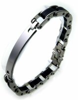 Herren Armband inkl. Gravur Edelstahl mit Kautschuk 22 cm  ID Band