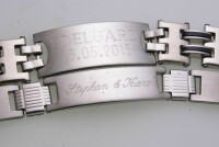 Herren Armband inkl. Gravur Edelstahl mit Kautschuk 22 cm  ID Band