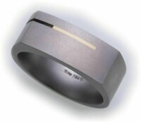 Herrenring Ring in Titan mit Gold 750/- mattiert Qualität made in Germany