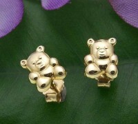 Kinder Ohrringe Stecker Bär Teddybär 585 Gold Gelbgold Qualität Neu 14 karat