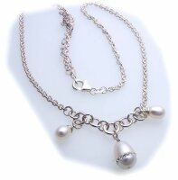 Damen Collier Perle echt Silber 925 Kette 42 cm...