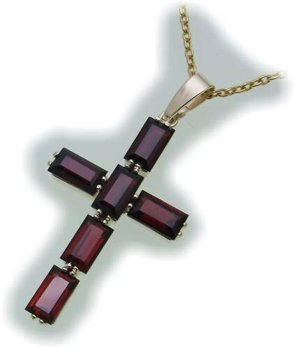 Kreuz Granat in Silber 925 Granatkreuz Anhänger Sterlingsilber Qualität Unisex 9