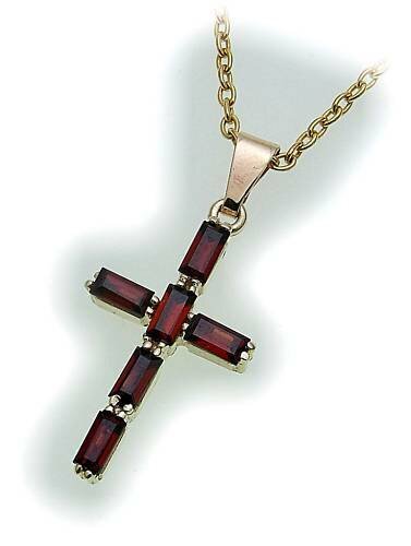 Kreuz m. Granat in Gold 333 Granatkreuz Anhänger Gelbgold Qualität Unisex 9019