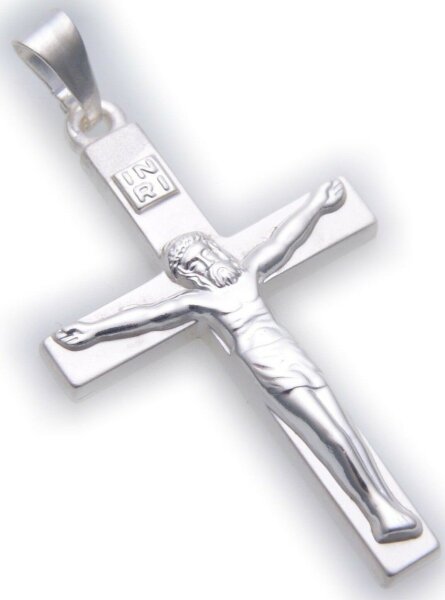 Neu Anhänger Kreuz mit Jesus echt Silber 925 36mm Sterlingsilber Unisex Qualität
