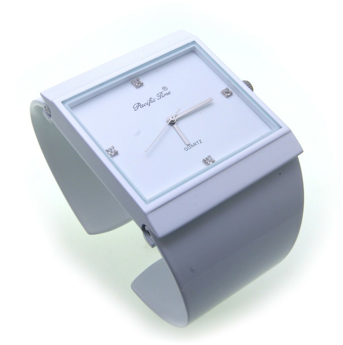 Neu exklusive Damen Uhr weiß Quarz Spangenuhr Spange crystal blue