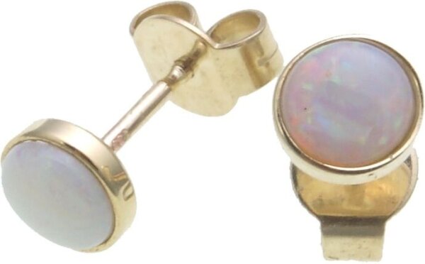 Ohrringe echt Opal Gold 585 Stecker Ohrstecker Damen Gelbgold